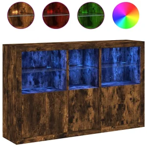 Dressoir met LED-verlichting 162x37x100 cm gerookt eikenkleurig Dressoir met LED-verlichting 162x37x100 cm gerookt eikenkleurig