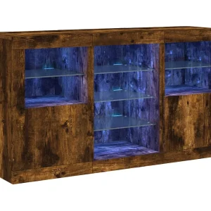 Dressoir met LED-verlichting 123x37x67 cm gerookt eikenkleurig Dressoir met LED-verlichting 123x37x67 cm gerookt eikenkleurig