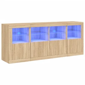 Dressoir met LED-verlichting 163x37x67 cm sonoma eikenkleurig Dressoir met LED-verlichting 163x37x67 cm sonoma eikenkleurig