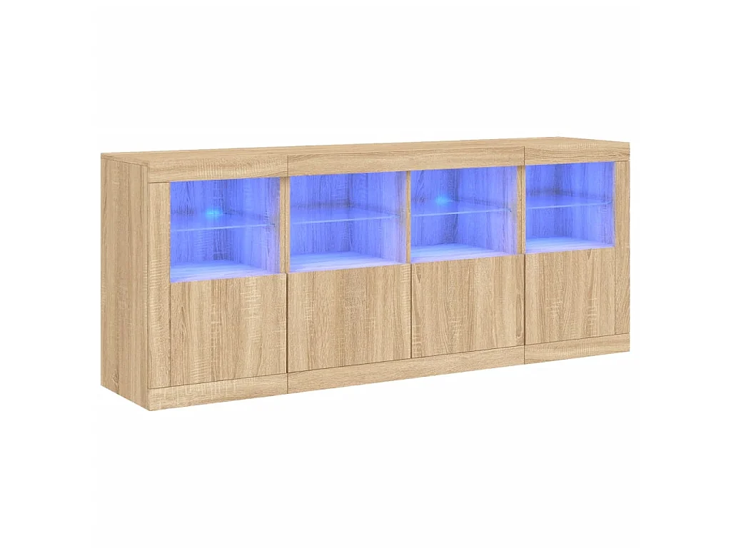 Dressoir met LED-verlichting 163x37x67 cm sonoma eikenkleurig