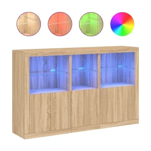 Dressoir met LED-verlichting 162x37x100 cm sonoma eikenkleurig Dressoir met LED-verlichting 162x37x100 cm sonoma eikenkleurig