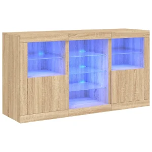 Dressoir met LED-verlichting 123x37x67 cm sonoma eikenkleurig Dressoir met LED-verlichting 123x37x67 cm sonoma eikenkleurig
