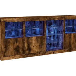 Dressoir met LED-verlichting 164x37x67 cm gerookt eikenkleurig Dressoir met LED-verlichting 164x37x67 cm gerookt eikenkleurig