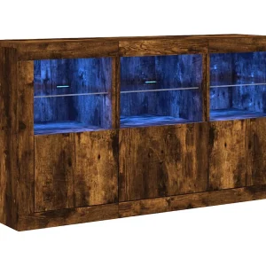 Dressoir met LED-verlichting 123x37x67 cm gerookt eikenkleurig Dressoir met LED-verlichting 123x37x67 cm gerookt eikenkleurig