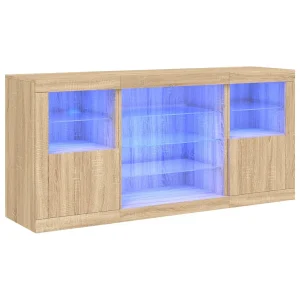 Dressoir met LED-verlichting 142,5x37x67 cm sonoma eikenkleurig Dressoir met LED-verlichting 142,5x37x67 cm sonoma eikenkleurig