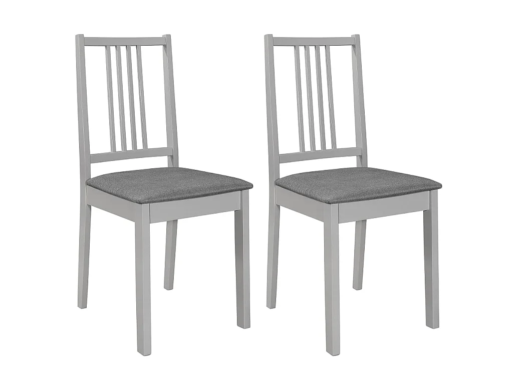 Eetkamerstoelen met kussens 2 st massief hout grijs
