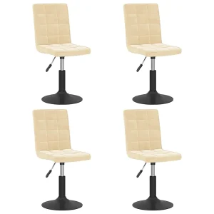 Eetkamerstoelen draaibaar 4 st fluweel crèmekleurig Eetkamerstoelen draaibaar 4 st fluweel crèmekleurig