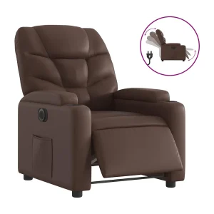Fauteuil verstelbaar elektrisch kunstleer bruin Fauteuil verstelbaar elektrisch kunstleer bruin