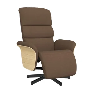 Fauteuil verstelbaar met voetensteun stof bruin