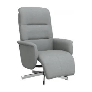 Fauteuil verstelbaar met voetensteun stof lichtgrijs