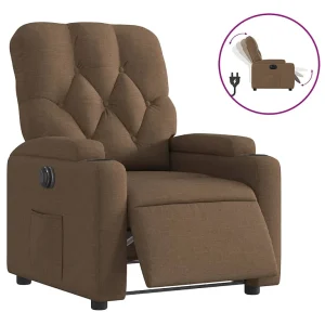 Fauteuil verstelbaar elektrisch stof bruin Fauteuil verstelbaar elektrisch stof bruin