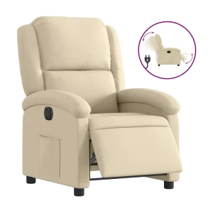 Fauteuil verstelbaar elektrisch stof crèmekleurig Fauteuil verstelbaar elektrisch stof crèmekleurig