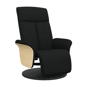 Fauteuil verstelbaar met voetensteun stof zwart