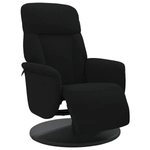 Fauteuil met voetensteun verstelbaar fluweel zwart Fauteuil met voetensteun verstelbaar fluweel zwart