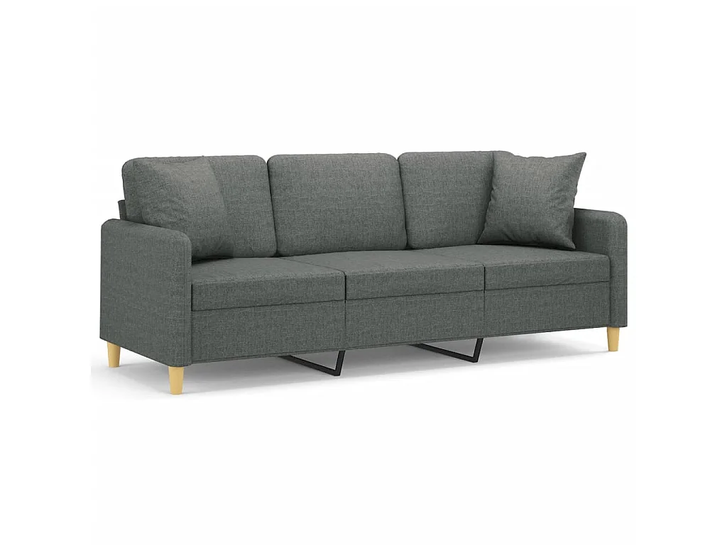 Driezitsbank met sierkussens 180 cm stof donkergrijs