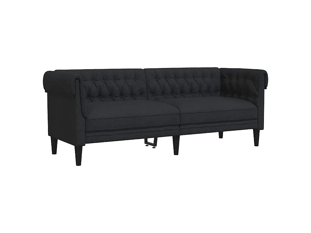 Driezitsbank Chesterfield-stijl stof zwart