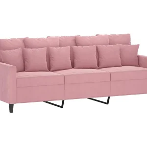 Driezitsbank 180 cm fluweel roze Driezitsbank 180 cm fluweel roze