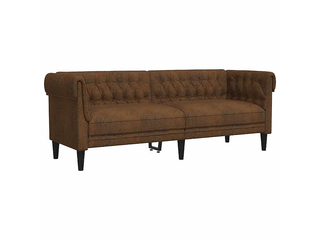 Driezitsbank Chesterfield-stijl stof bruin