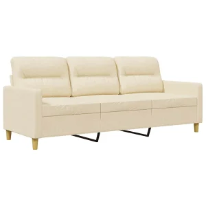 Driezitsbank 180 cm stof crèmekleurig Driezitsbank 180 cm stof crèmekleurig