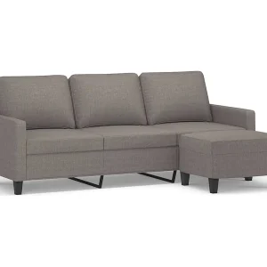 Driezitsbank met voetenbank 180 cm stof taupe