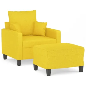 Fauteuil met voetenbank 60 cm stof lichtgeel Fauteuil met voetenbank 60 cm stof lichtgeel