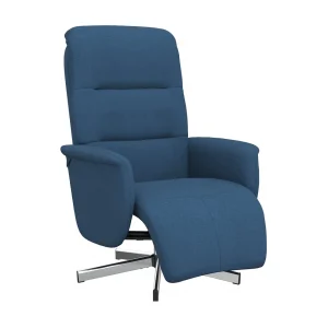 Fauteuil verstelbaar met voetensteun stof blauw