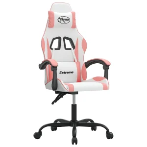 Gamestoel kunstleer wit en roze Gamestoel kunstleer wit en roze