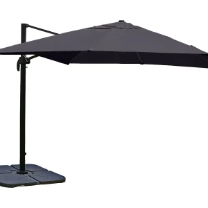 Draaibare zweefparasol MCW-A96 III, antraciet met standaard, draaibaar Draaibare zweefparasol MCW-A96 III, antraciet met standaard, draaibaar
