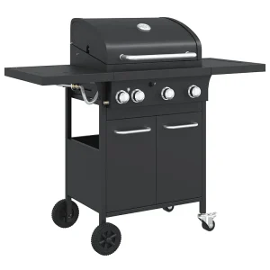 Gasbarbecue met 4 branders gepoedercoat staal zwart Gasbarbecue met 4 branders gepoedercoat staal zwart