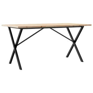 Eettafel X-frame 140x80x75,5 cm massief grenenhout en staal Eettafel X-frame 140x80x75,5 cm massief grenenhout en staal
