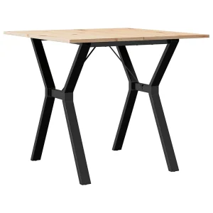 Eettafel Y-frame 90x90x75 cm massief grenenhout en staal Eettafel Y-frame 90x90x75 cm massief grenenhout en staal