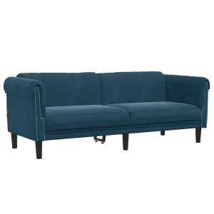 Driezitsbank fluweel blauw Driezitsbank fluweel blauw