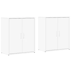Dressoirs 2 st 60x31x70 cm bewerkt hout wit Dressoirs 2 st 60x31x70 cm bewerkt hout wit
