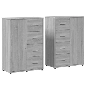 Dressoirs 2 st 60x31x84 cm bewerkt hout grijs sonoma eikenkleur Dressoirs 2 st 60x31x84 cm bewerkt hout grijs sonoma eikenkleur