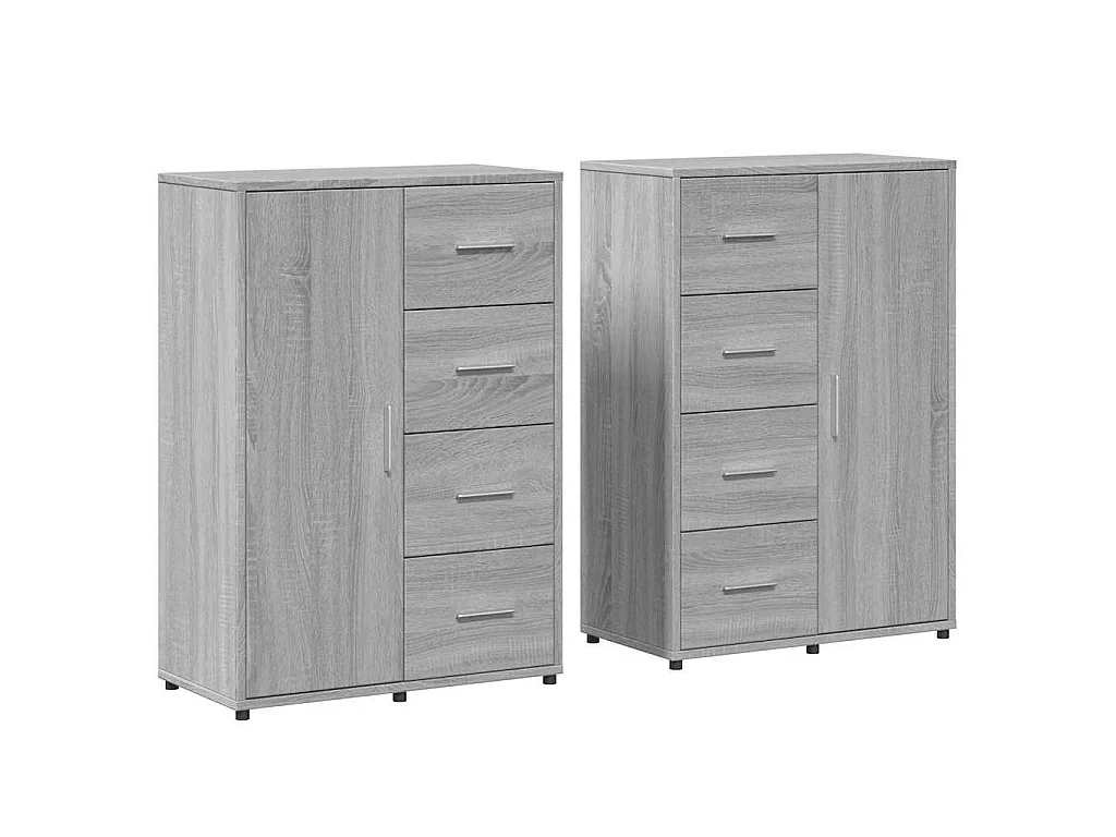 Dressoirs 2 st 60x31x84 cm bewerkt hout grijs sonoma eikenkleur