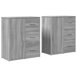Dressoirs 2 st 60x31x70 cm bewerkt hout grijs sonoma eikenkleur Dressoirs 2 st 60x31x70 cm bewerkt hout grijs sonoma eikenkleur