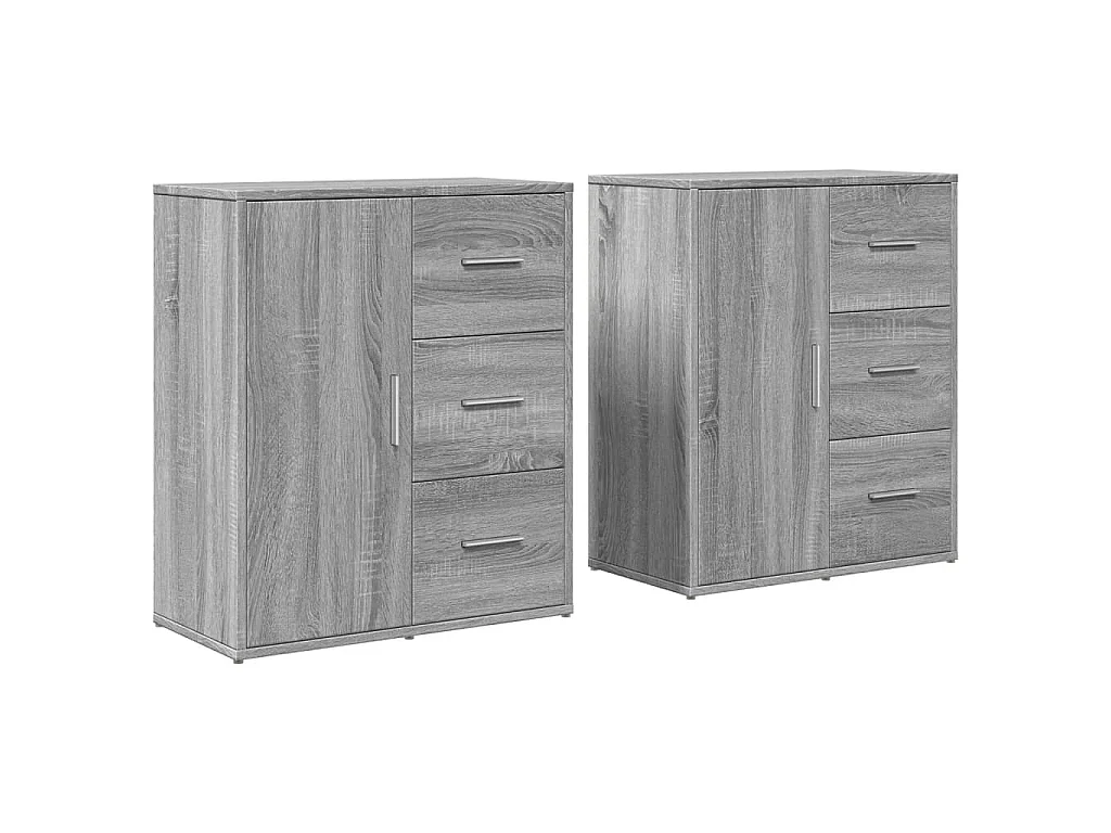 Dressoirs 2 st 60x31x70 cm bewerkt hout grijs sonoma eikenkleur