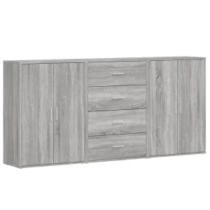 Dressoirs 3 st 60x31x84 cm bewerkt hout grijs sonoma eikenkleur Dressoirs 3 st 60x31x84 cm bewerkt hout grijs sonoma eikenkleur