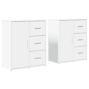 Dressoirs 2 st 60x31x70 cm bewerkt hout wit Dressoirs 2 st 60x31x70 cm bewerkt hout wit