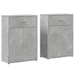 Dressoirs 2 st 60x30x84 cm bewerkt hout betongrijs Dressoirs 2 st 60x30x84 cm bewerkt hout betongrijs
