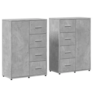 Dressoirs 2 st 60x31x84 cm bewerkt hout betongrijs Dressoirs 2 st 60x31x84 cm bewerkt hout betongrijs