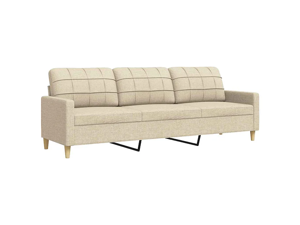 Driezitsbank 210 cm stof crème