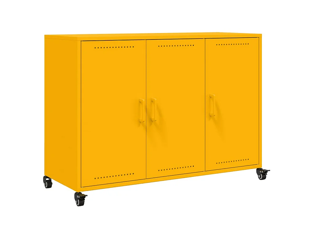 Dressoir 100,5x39x72 cm staal mosterdgeel