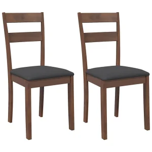Eetkamerstoelen met kussens 2 st massief hout rubber bruin Eetkamerstoelen met kussens 2 st massief hout rubber bruin
