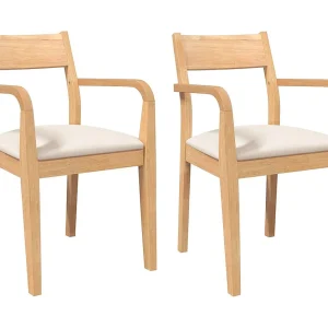 Eetkamerstoelen met kussens 2 st massief hout naturel rubber Eetkamerstoelen met kussens 2 st massief hout naturel rubber