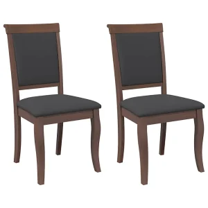 Eetkamerstoelen met kussens 2 st massief hout rubber bruin Eetkamerstoelen met kussens 2 st massief hout rubber bruin