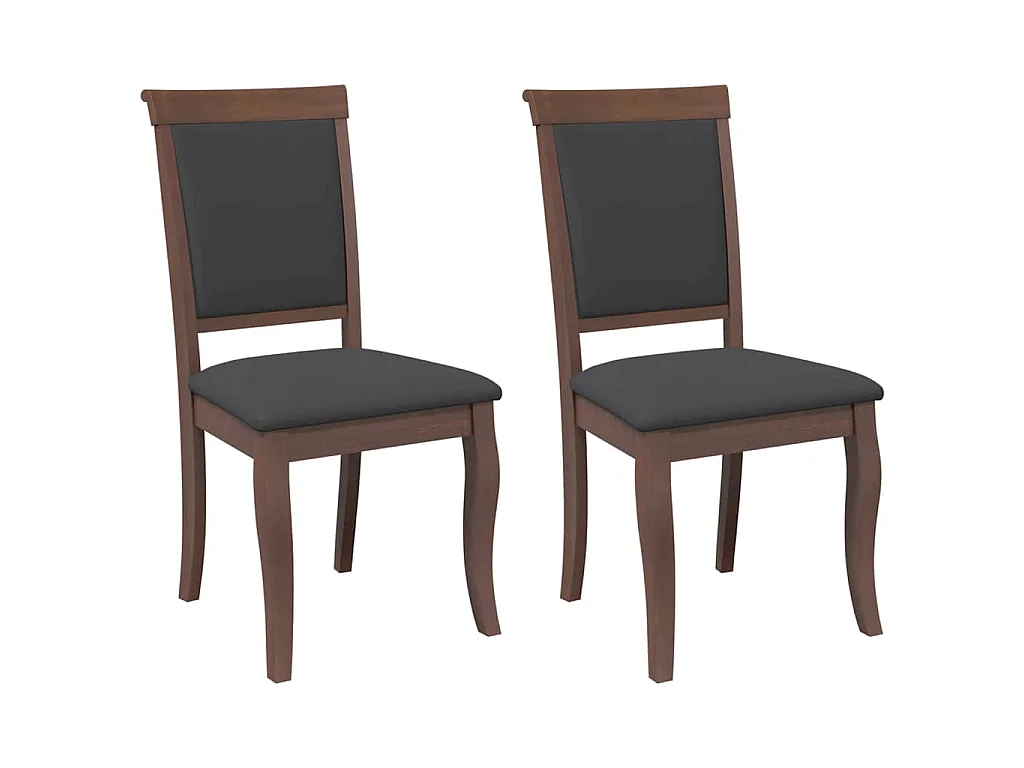Eetkamerstoelen met kussens 2 st massief hout rubber bruin