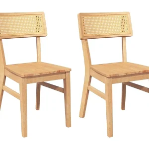 Eetkamerstoelen 2 st massief hout rubber Eetkamerstoelen 2 st massief hout rubber