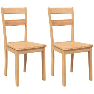 Eetkamerstoelen 2 st massief hout naturel rubber Eetkamerstoelen 2 st massief hout naturel rubber