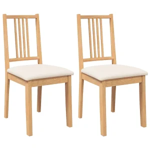Eetkamerstoelen met kussens 2 st massief hout naturel rubber Eetkamerstoelen met kussens 2 st massief hout naturel rubber